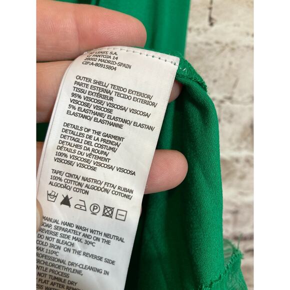 Hoss Intropia Dress Womens Medium Kelly Green Asymmetric Sleeve Bow Tie Stretch - Picture 15 of 16